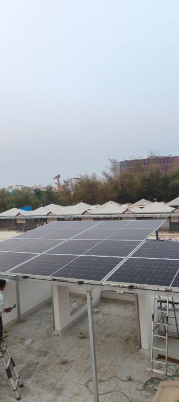 Solar panel installation team at work